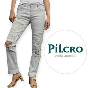 Anthropologie Pilcro Light Stone Wash Mid-Rise Distressed Slim Boyfriend Jeans